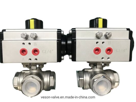 Pneumatisches Kugelventil aus Edelstahl 316 mit ISO5211-Standard-Flangenende