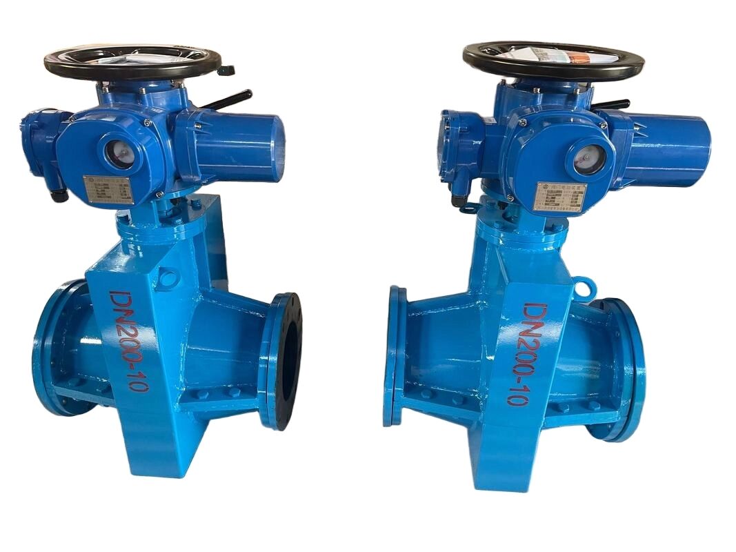 Elektrisch-pneumatischer Zweimodus-Klemmventilsatz für Pipelinesysteme zum Transport abrasiver Medien